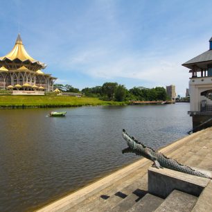 34374194 - kuching city riverside, sarawak, malaysia